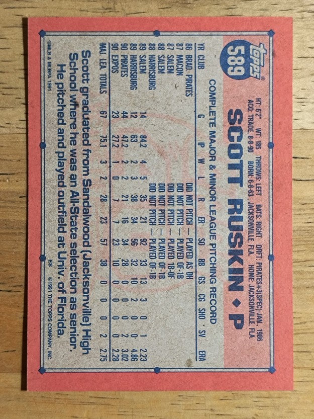 1991 Topps #589 Scott Ruskin