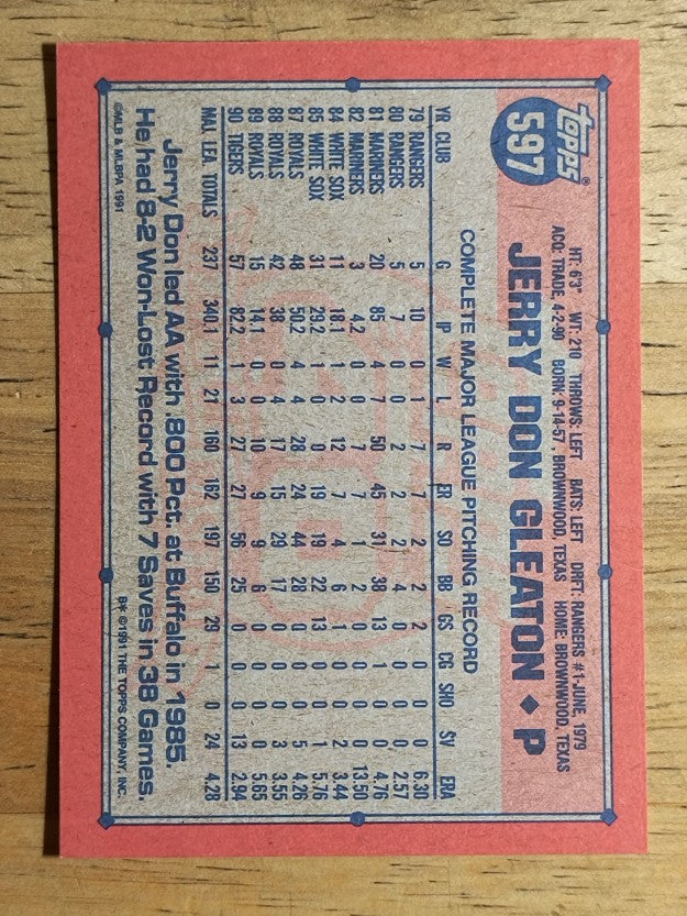 1991 Topps #597 Jerry Don Gleaton