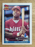 1991 Topps #603A Wes Chamberlain RC ERR/Photo actually Louie Meadows