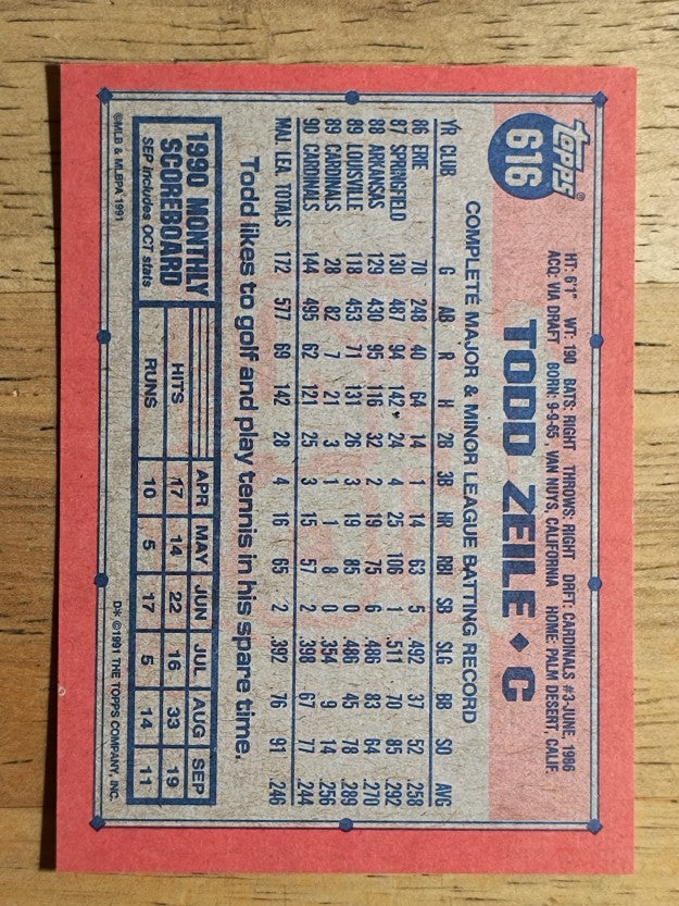 1991 Topps #616 Todd Zeile