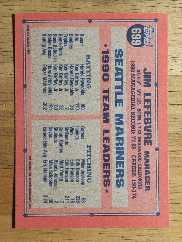 1991 Topps #699 Jim Lefebvre MG