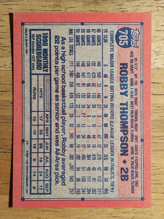1991 Topps #705 Robby Thompson