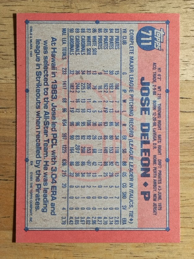1991 Topps #711 Jose DeLeon