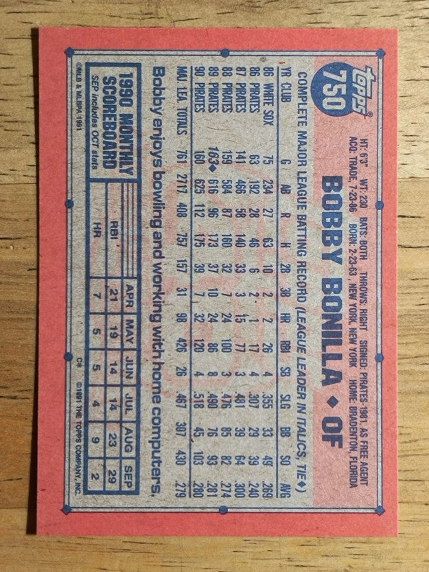 1991 Topps #750 Bobby Bonilla