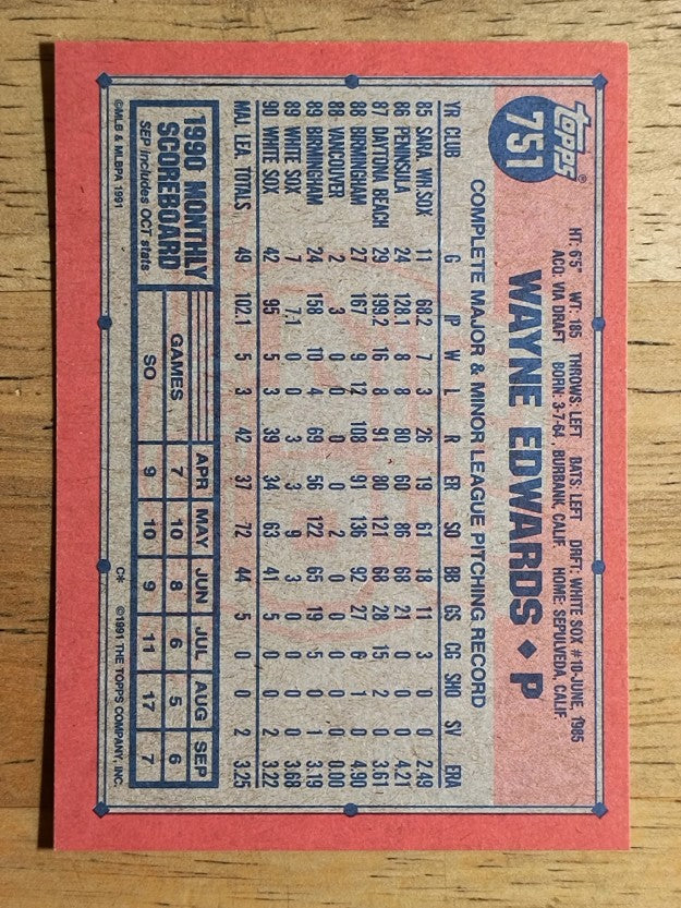 1991 Topps #751 Wayne Edwards