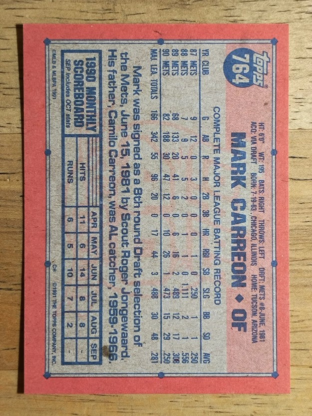 1991 Topps #764 Mark Carreon