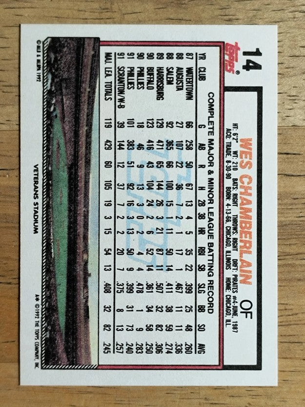 1992 Topps #14 Wes Chamberlain