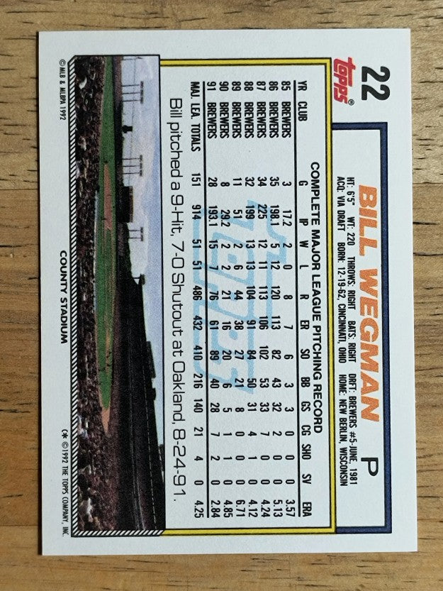 1992 Topps #22 Bill Wegman