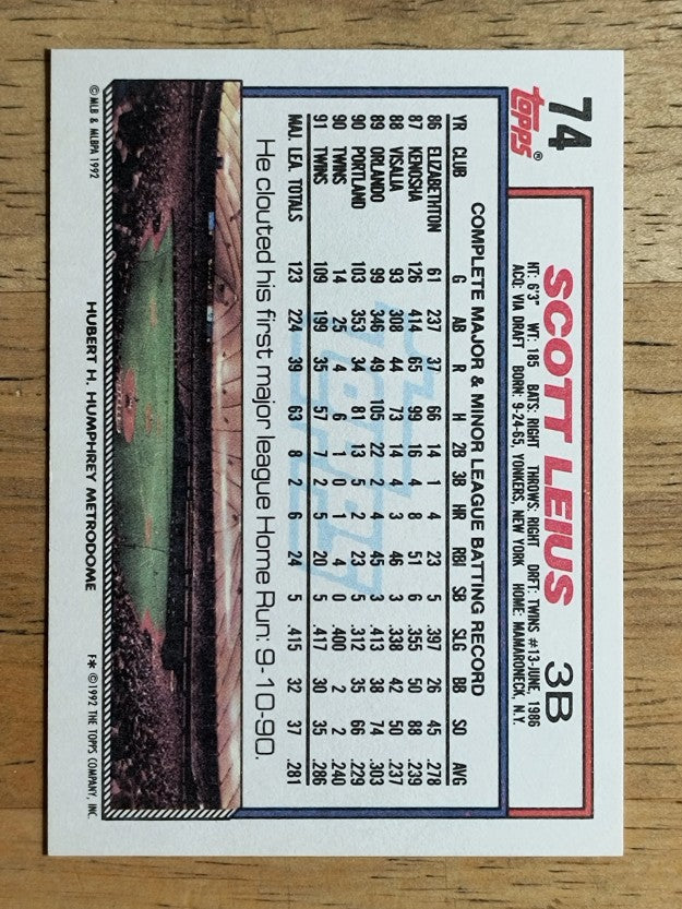 1992 Topps #74 Scott Leius
