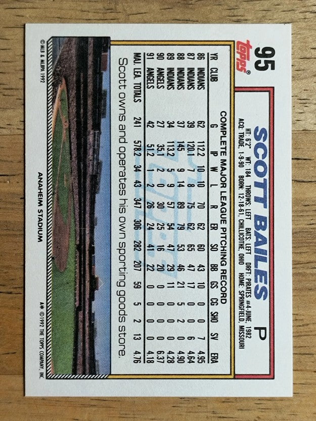 1992 Topps #95 Scott Bailes