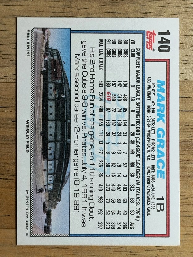 1992 Topps #140 Mark Grace