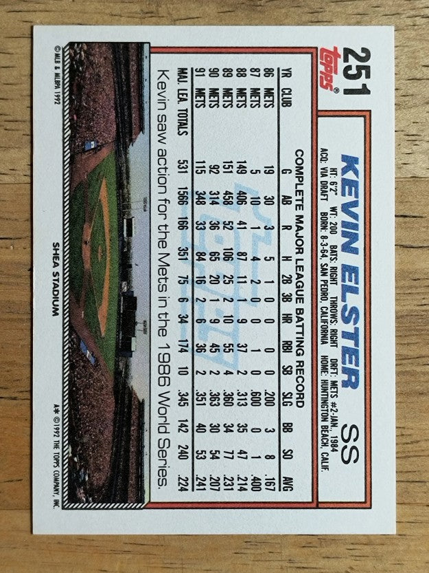 1992 Topps #251 Kevin Elster