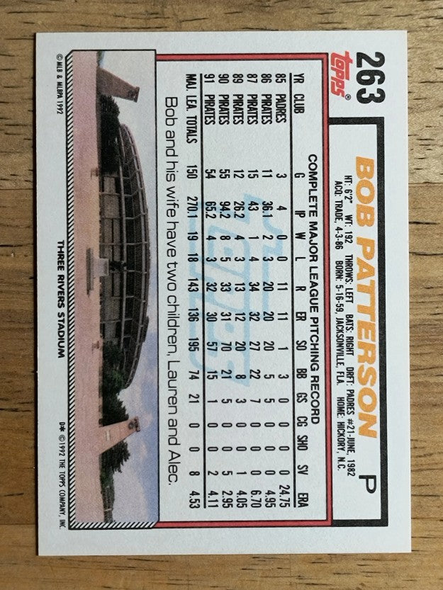 1992 Topps #263 Bob Patterson