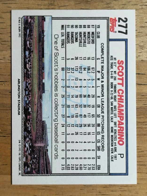 1992 Topps #277 Scott Chiamparino