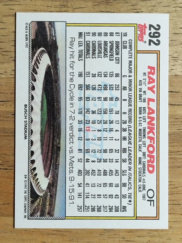 1992 Topps #292 Ray Lankford