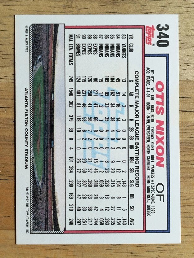 1992 Topps #340 Otis Nixon