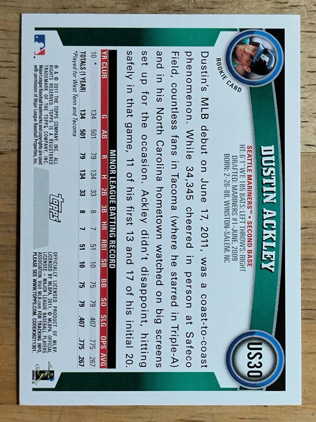 2011 Topps Update #US30 Dustin Ackley RC