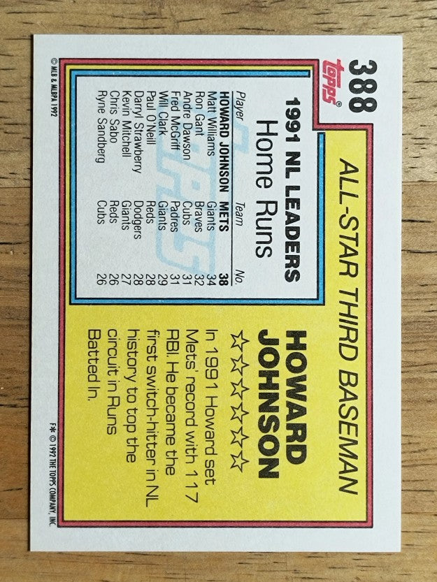 1992 Topps #388 Howard Johnson AS