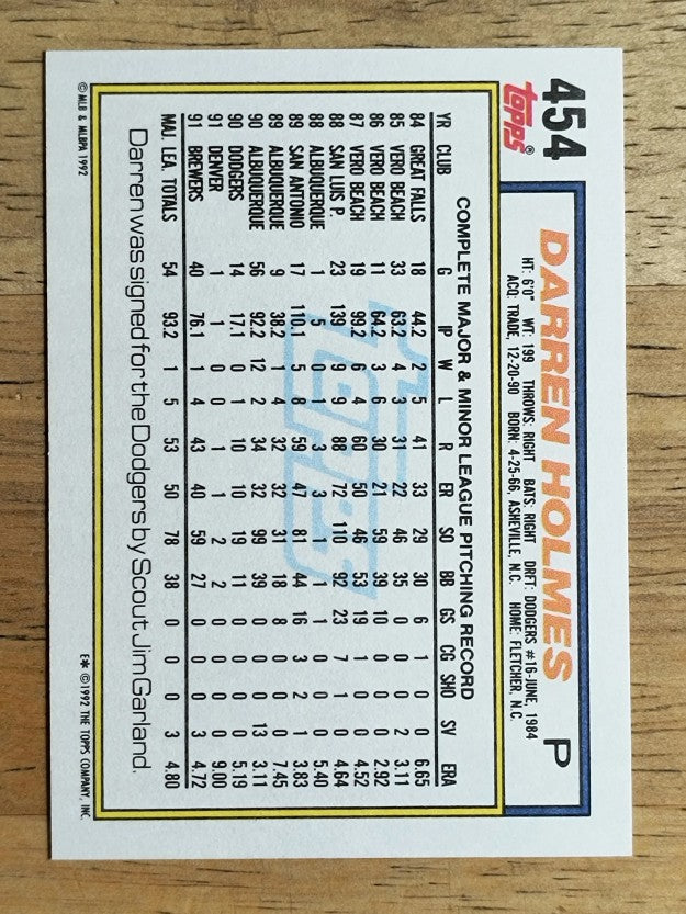 1992 Topps #454 Darren Holmes