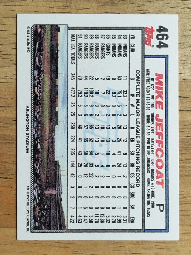 1992 Topps #464 Mike Jeffcoat