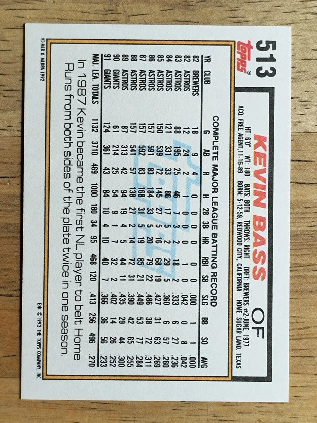 1992 Topps #513 Kevin Bass