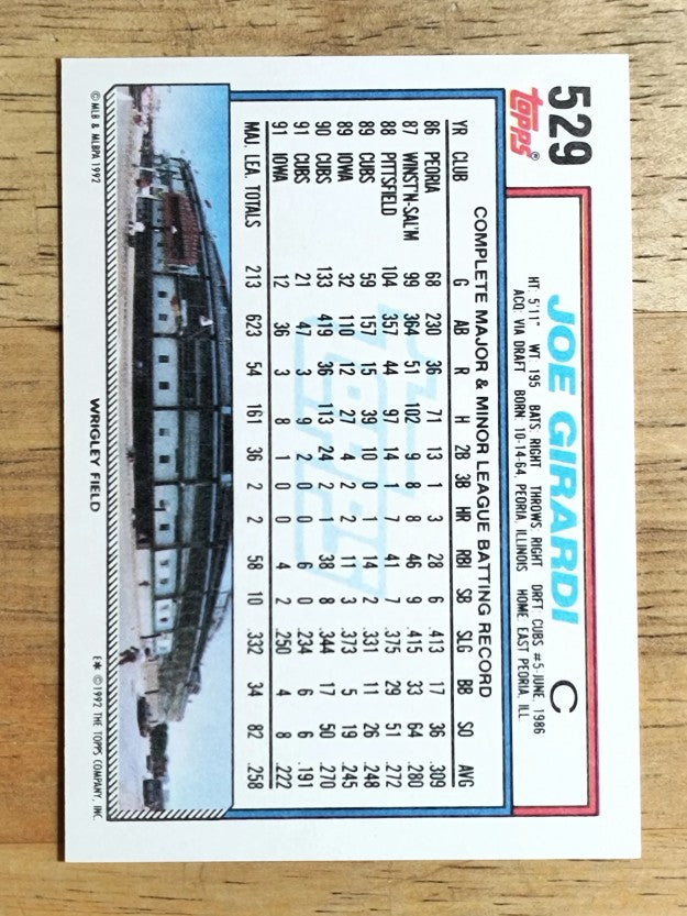 1992 Topps #529 Joe Girardi
