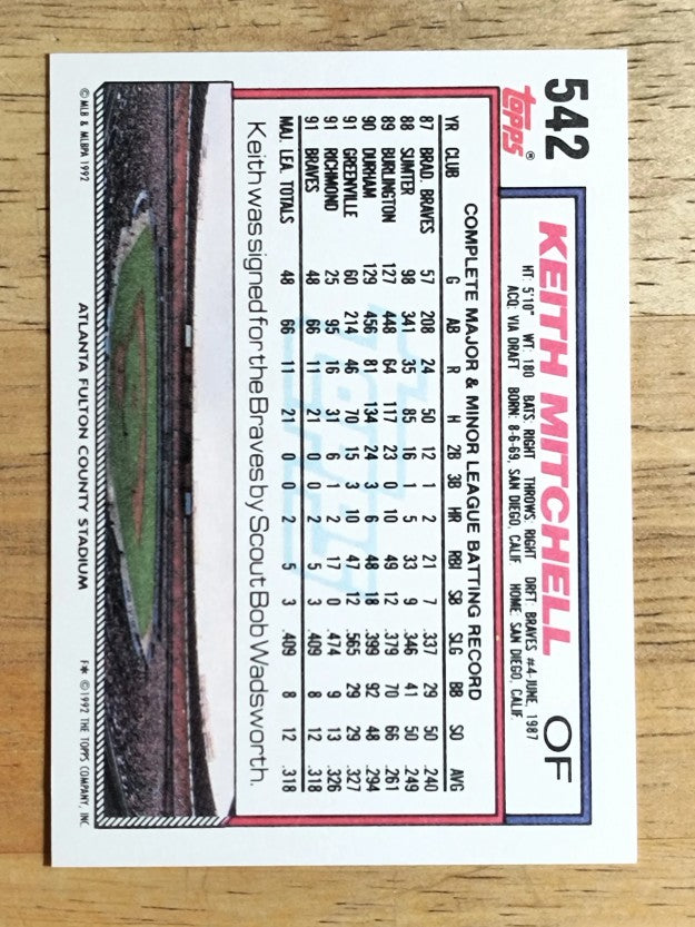 1992 Topps #542 Keith Mitchell