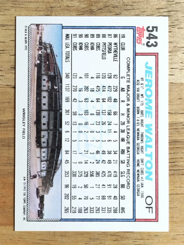 1992 Topps #543 Jerome Walton
