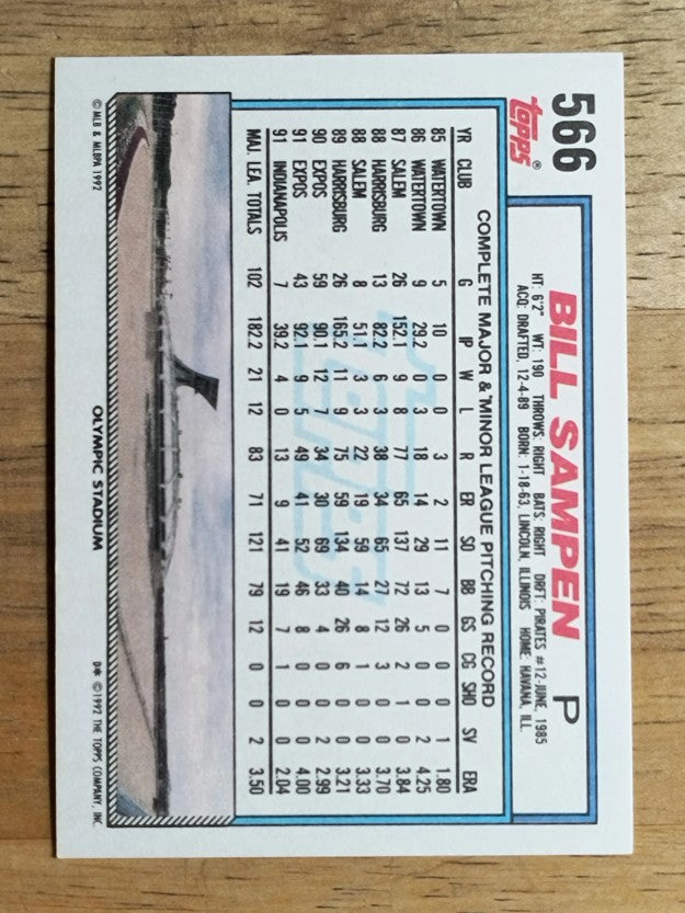 1992 Topps #566 Bill Sampen