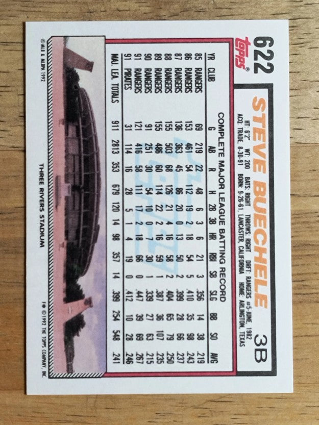 1992 Topps #622 Steve Buechele