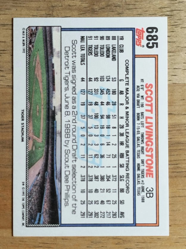 1992 Topps #685 Scott Livingstone