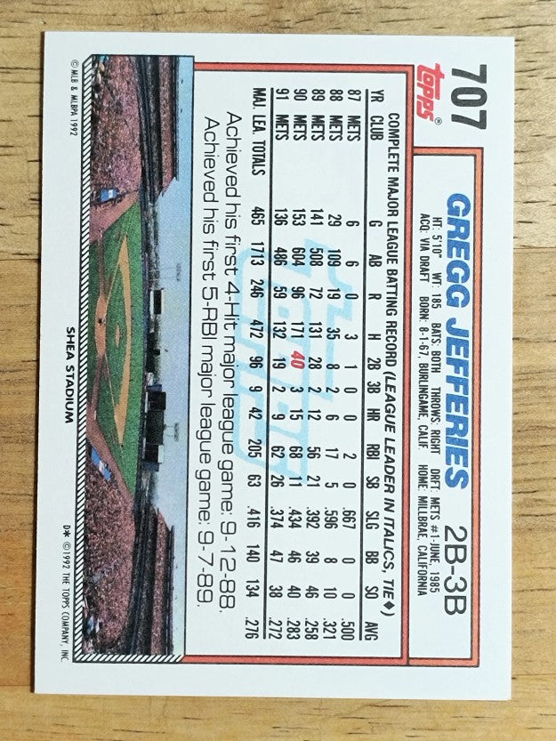 1992 Topps #707 Gregg Jefferies