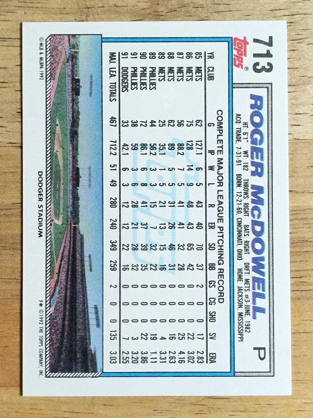 1992 Topps #713 Roger McDowell