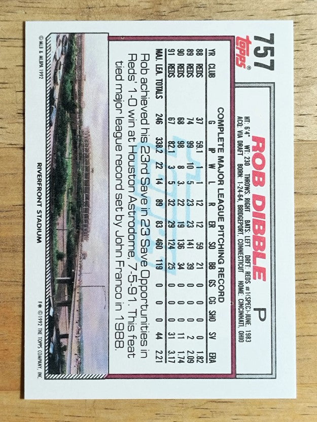 1992 Topps #757 Rob Dibble