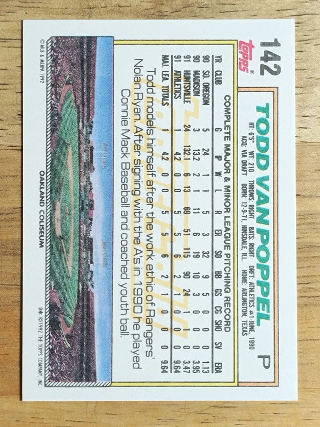 1992 Topps Gold Winners #142 Todd Van Poppel