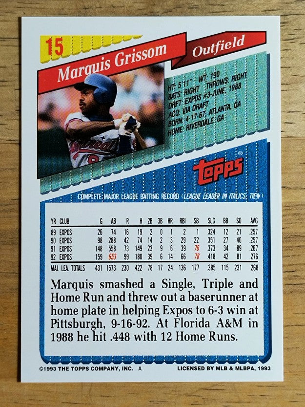 1993 Topps #15 Marquis Grissom