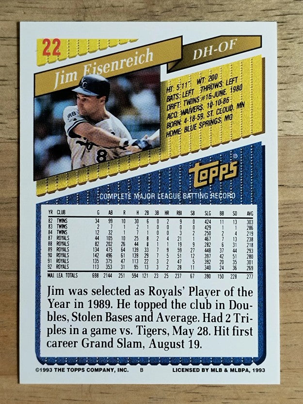 1993 Topps #22 Jim Eisenreich
