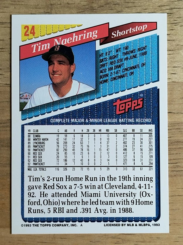 1993 Topps #24 Tim Naehring