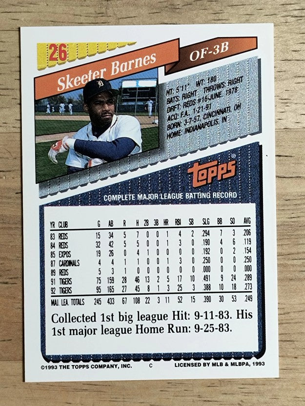 1993 Topps #26 Skeeter Barnes
