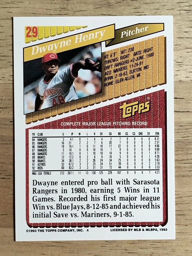 1993 Topps #29 Dwayne Henry