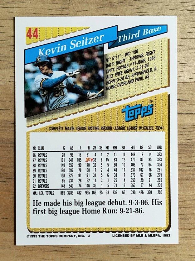 1993 Topps #44 Kevin Seitzer