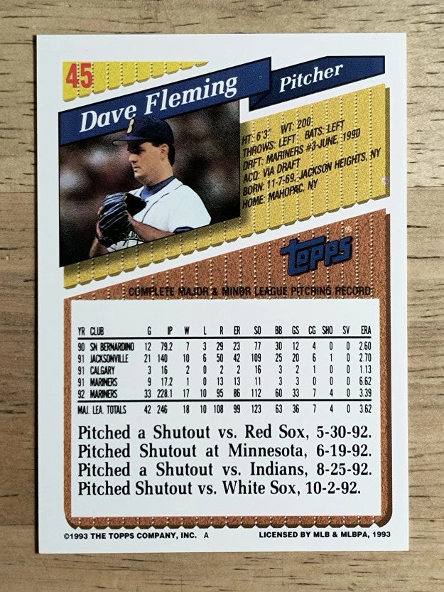 1993 Topps #45 Dave Fleming