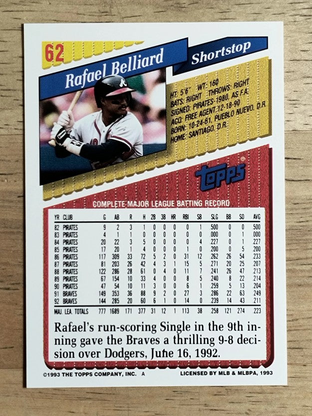 1993 Topps #62 Rafael Belliard