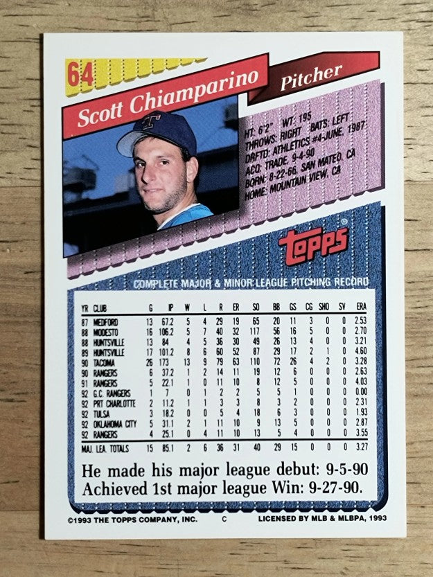 1993 Topps #64 Scott Chiamparino
