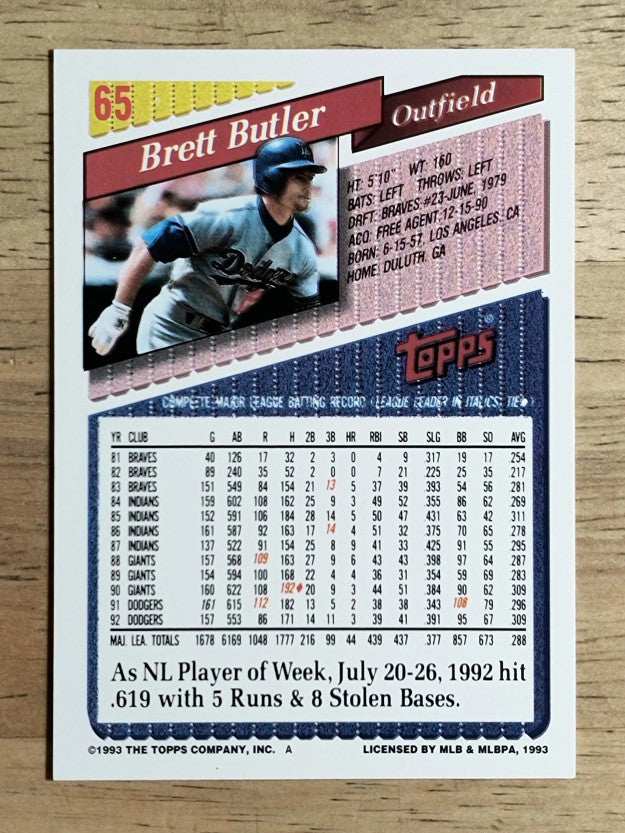 1993 Topps #65 Brett Butler