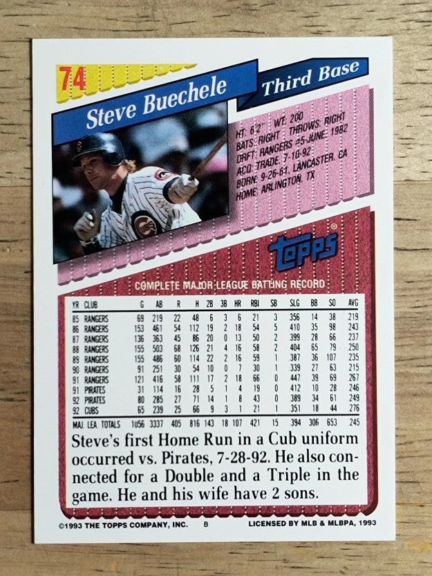 1993 Topps #74 Steve Buechele