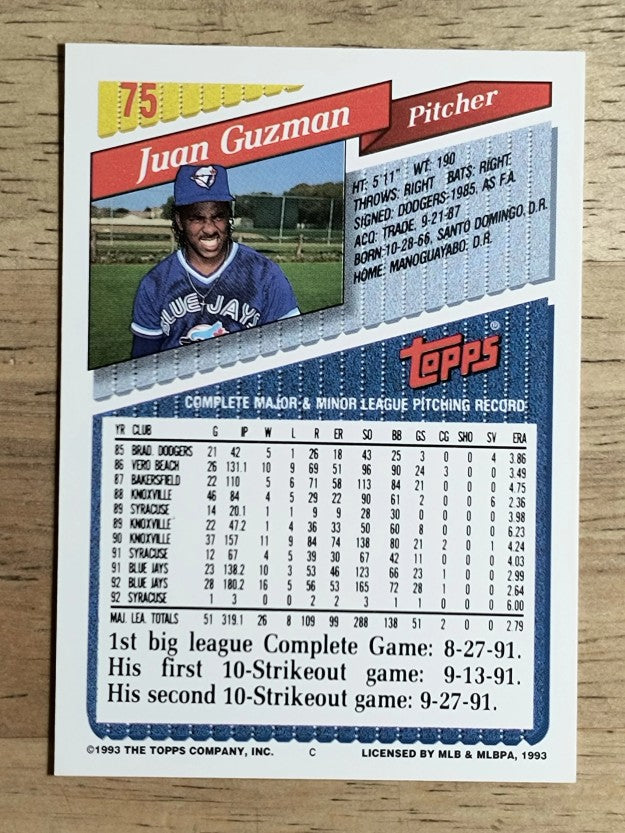 1993 Topps #75 Juan Guzman