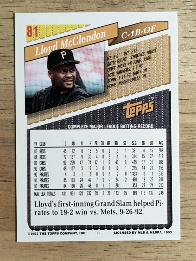 1993 Topps #81 Lloyd McClendon