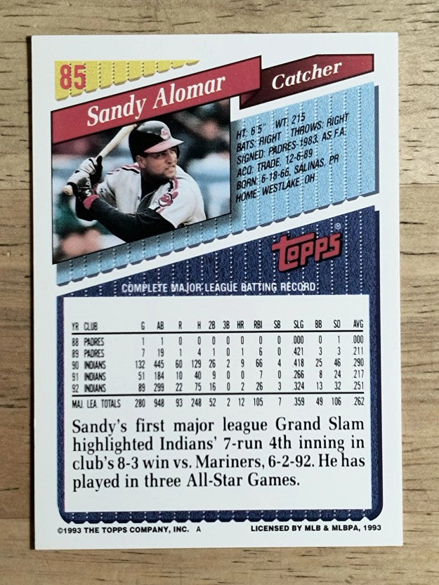 1993 Topps #85 Sandy Alomar Jr.