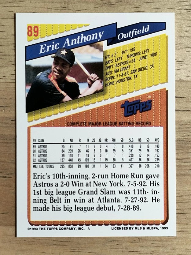 1993 Topps #89 Eric Anthony